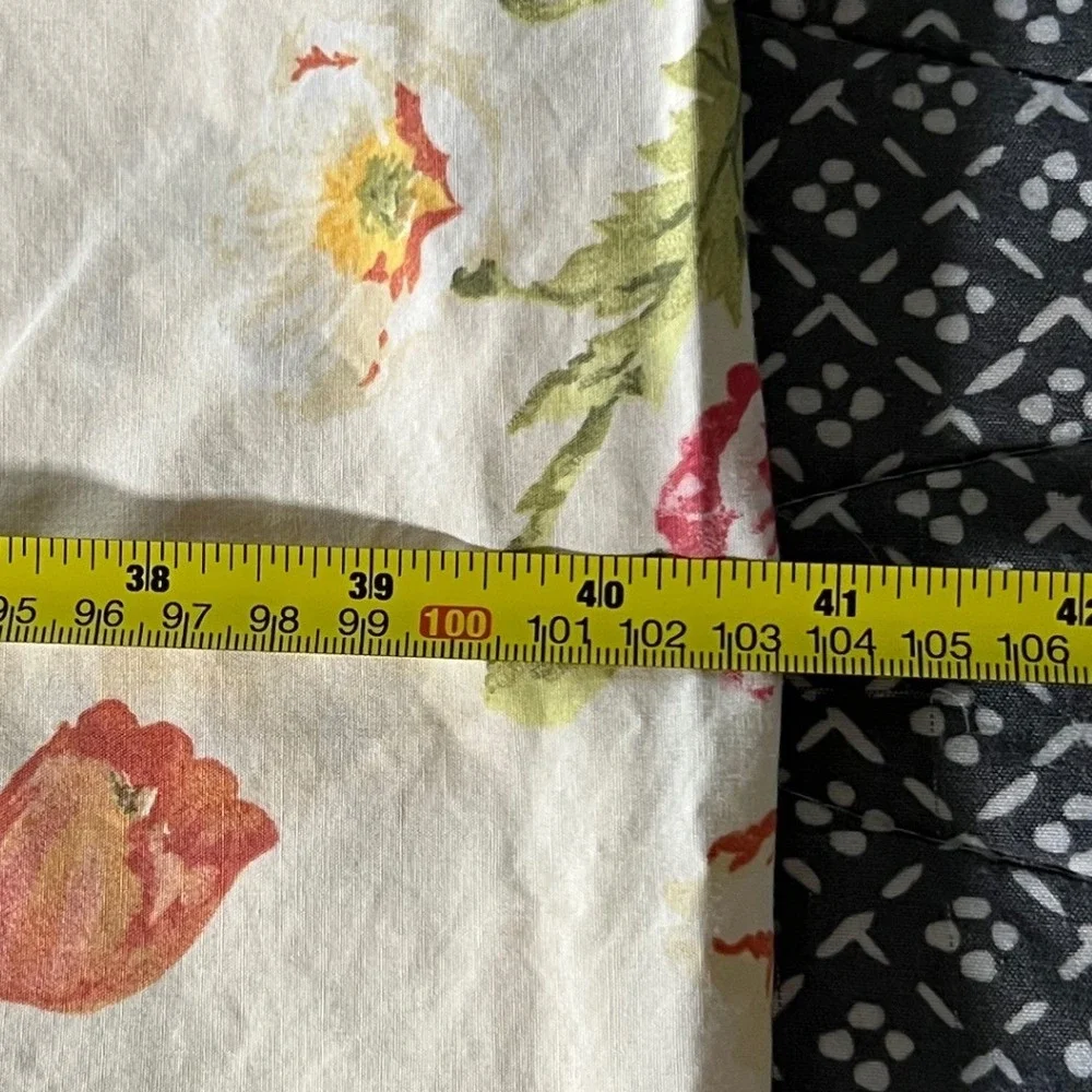 Vintage Floral Poppy Wildflower Button Duvet Cover Cream Multi Full Queen